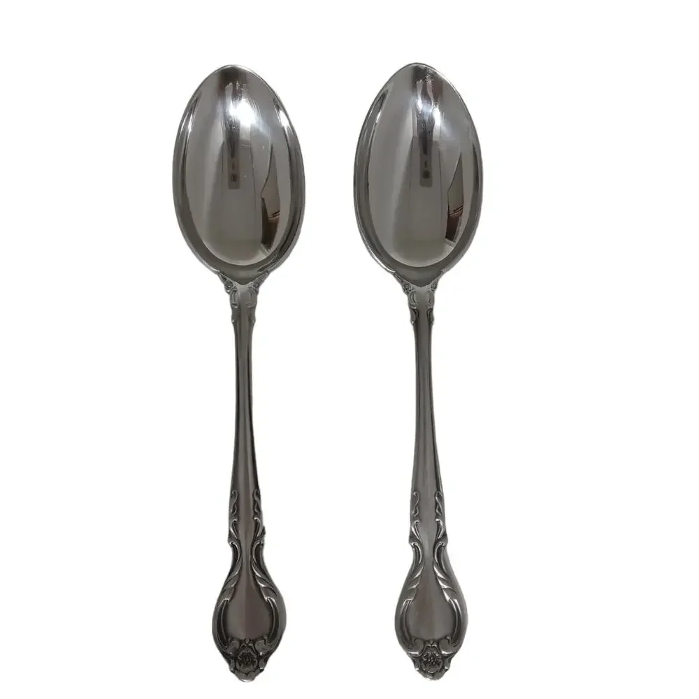 Vintage Lyons Queens Fancy Large Serving Spoons Serve Ware Stainless Steel